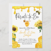 Aquarellgelber Honig Sonnenblumendusche Einladung (Vorderseite)