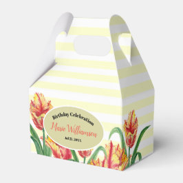 Aquarellgelber Papagei Tulip Beige weiße Streifen Geschenkschachtel