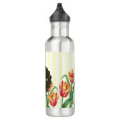 Aquarellgelber Papagei Tulip Blumenbilder Edelstahlflasche (Rechts)