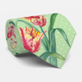 Aquarellgelber Papagei Tulip Blumenbilder Krawatte (Gerollt)