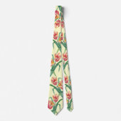 Aquarellgelber Papagei Tulip Blumenbilder Krawatte (Vorderseite)