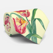 Aquarellgelber Papagei Tulip Blumenbilder Krawatte (Gerollt)