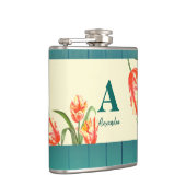 Aquarellgelber Papagei-Tulpen-Illustration Flachmann (Rechts)