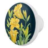 Aquarellgelber Tag Lilies Blumenbilder Keramikknauf (Rechts)