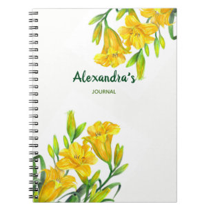 Aquarellgelber Tag Lilies Blumenbilder Notizblock