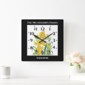 Aquarellgelber Tag Lilies Blumenbilder Quadratische Wanduhr (Zuhause)