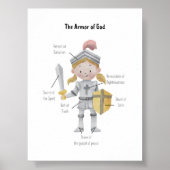 Aquarellgelbes Haar Mädchen die Rüstung Gottes dru Poster (Vorne)