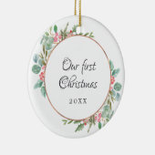 Aquarellgeometrie Unser erstes WeihnachtsFoto Keramik Ornament (Rechts)