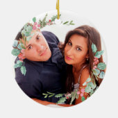 Aquarellgeometrie Unser erstes WeihnachtsFoto Keramik Ornament (Hinten)