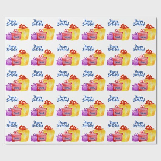 Aquarellgeschenke, Happy Birthday, Geschenke Geschenkpapier (Flach)
