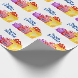 Aquarellgeschenke, Happy Birthday, Geschenke Geschenkpapier