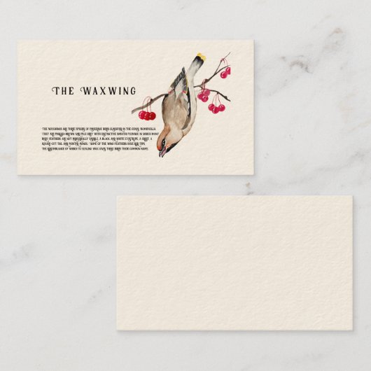 Aquarellgestaltung Waldvogelschwingen. Business C Visitenkarte (Vorne/Hinten)