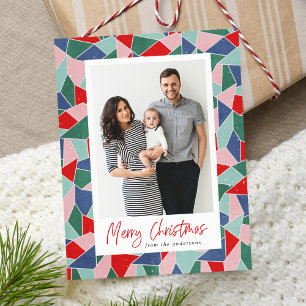 Aquarellgestanztes Glas Frohe Weihnachtszeit Foto Feiertagspostkarte