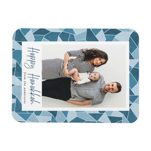 Aquarellgestanztes Glas Happy Hanukkah Foto Magnet (Horizontal)