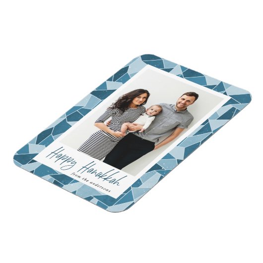 Aquarellgestanztes Glas Happy Hanukkah Foto Magnet (Linke Seite)