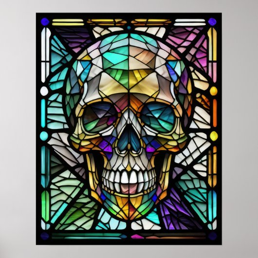 Aquarellgestanztes Glas Skull 5:4 Poster (Vorne)