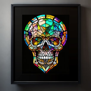 Aquarellgestanztes Glas Skull 5:4 Poster
