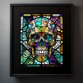 Aquarellgestanztes Glas Skull 5:4 Poster