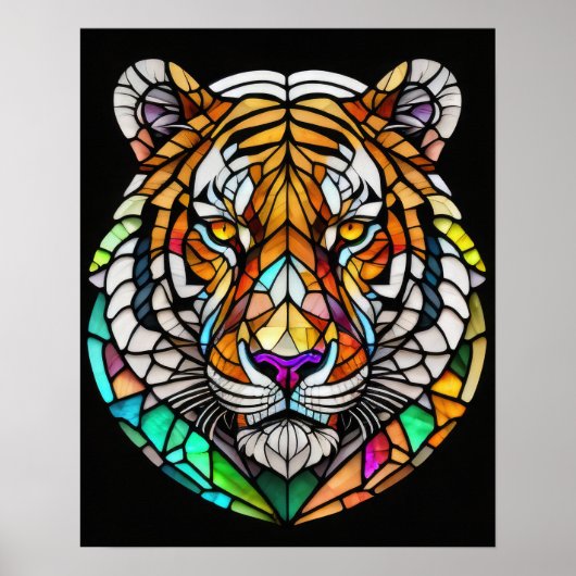 Aquarellgestanztes Glas Tiger 5:4 Poster (Vorne)