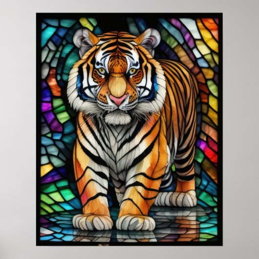 Aquarellgestanztes Glas Tiger 5:4 Poster (Vorne)