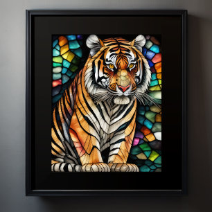 Aquarellgestanztes Glas Tiger 5:4 Poster