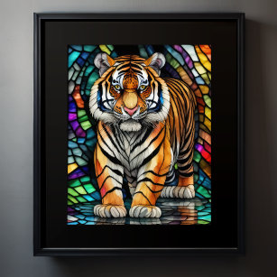 Aquarellgestanztes Glas Tiger 5:4 Poster