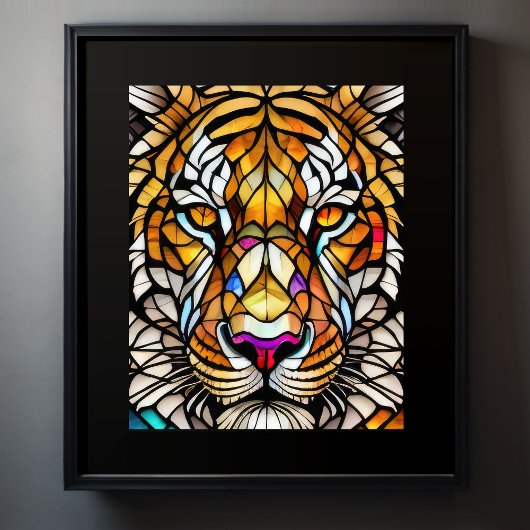 Aquarellgestanztes Glas Tiger 5:4 Poster