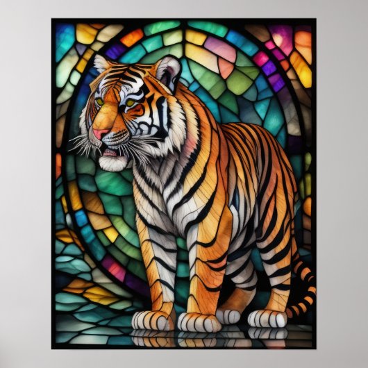 Aquarellgestanztes Glas Tiger 5:4 Poster (Vorne)