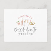 Aquarellgetränke Bachelorette Wochenende inv Einladungspostkarte (Vorderseite)