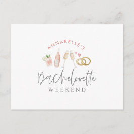 Aquarellgetränke Bachelorette Wochenende inv Einladungspostkarte