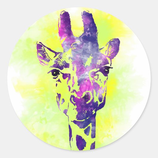 AquarellGiraffe 2 Runder Aufkleber (Vorderseite)