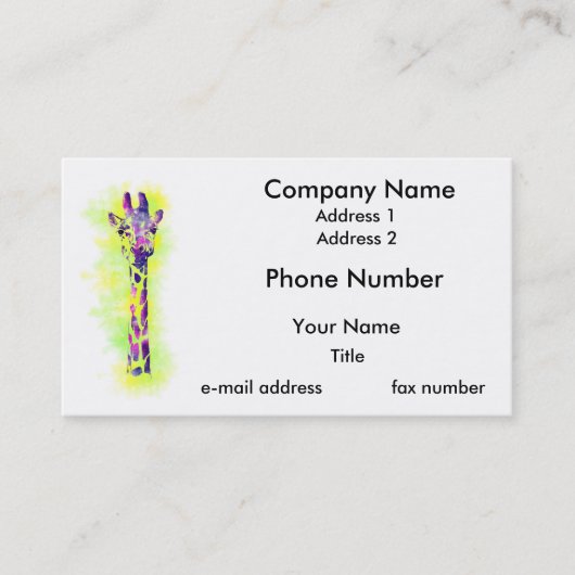 AquarellGiraffe 2 Visitenkarte (Vorderseite)