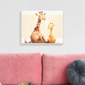 Aquarellgiraffe mit Baby Leinwanddruck (Insitu (Wohnzimmer))