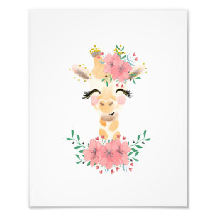 AquarellGiraffe mit Florals Foto drucken