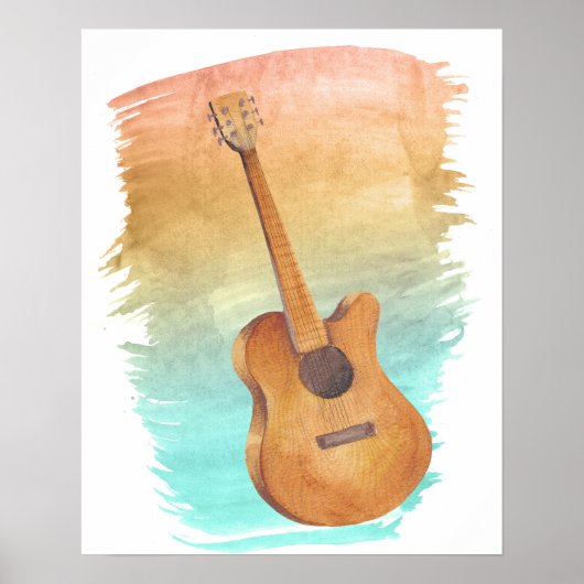 Aquarellgitarre Poster (Vorne)