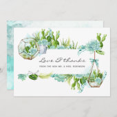 Aquarellglas Terrarium Succulents Wedding Dankeskarte (Vorne/Hinten)