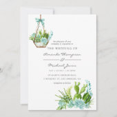 Aquarellglas Terrarium Succulents Wedding Einladung (Vorderseite)
