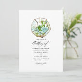 Aquarellglas Terrarium Succulents Wedding Einladung (Stehend Vorderseite)