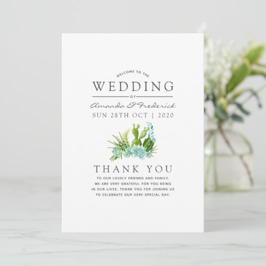 Aquarellglas Terrarium Succulents Wedding Programm (Stehend Vorderseite)