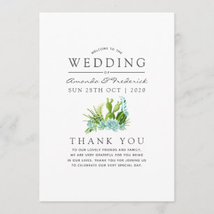 Aquarellglas Terrarium Succulents Wedding Programm