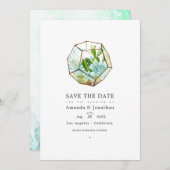 Aquarellglas Terrarium Succulents Wedding Save The Date (Vorne/Hinten)