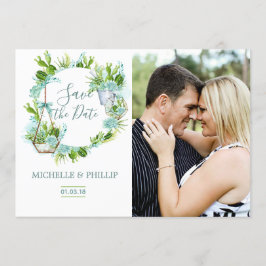 Aquarellglas Terrarium Sukkulent Save the Date