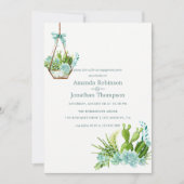 Aquarellglas Terrarium Sukkulturen Verlobung Einladung (Vorderseite)