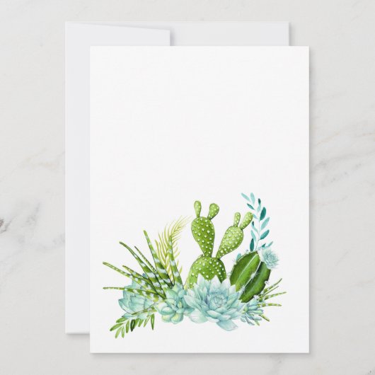 Aquarellglasterrarium Succulents Babydusche Einladung (Rückseite)