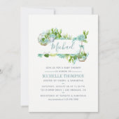 Aquarellglasterrarium Succulents Babydusche Einladung (Vorderseite)