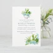 Aquarellglasterrarium Succulents Babydusche Einladung (Stehend Vorderseite)