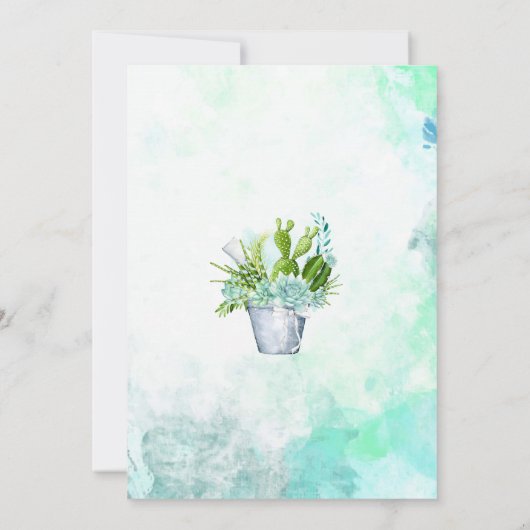 Aquarellglasterrarium Succulents Babydusche Einladung (Rückseite)