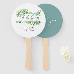 Aquarellglasterrarium Succulents Babydusche Fächer