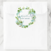 Aquarellglasterrarium Succulents Babydusche Runder Aufkleber (Tasche)