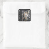 Aquarellgold Eared Eule Quadratischer Aufkleber (Tasche)